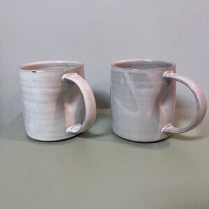 Gravesco Pottery - set of 2 white glazed, wheel-thrown mugs